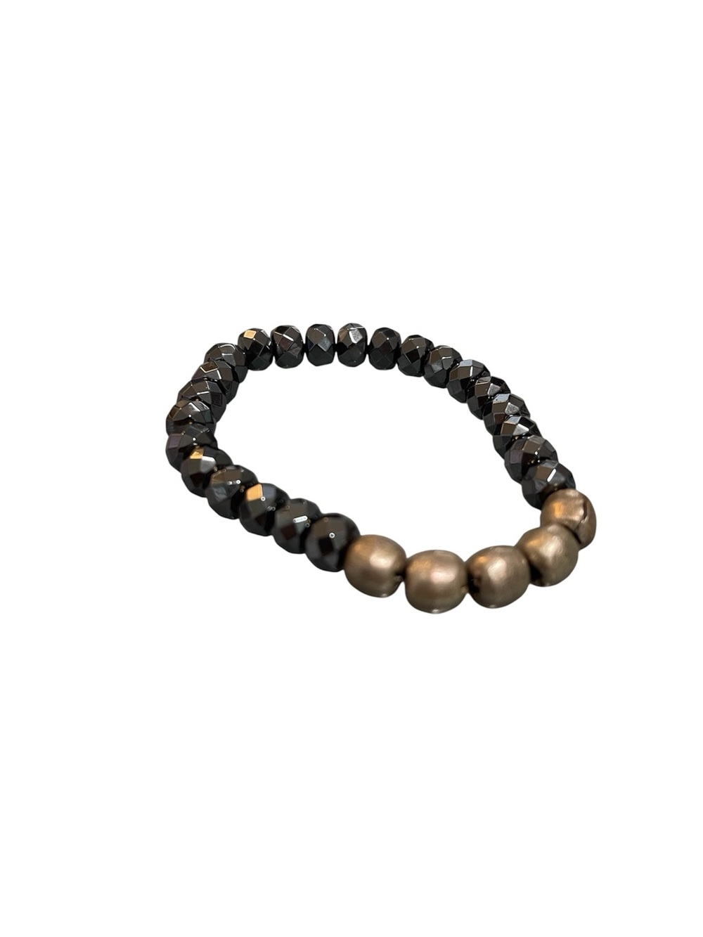 🤑 5/$25 Faceted Black & Bronze Bead Stretch Bracelet